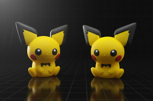 Yellow Electric Mouse Figures - Dark Background